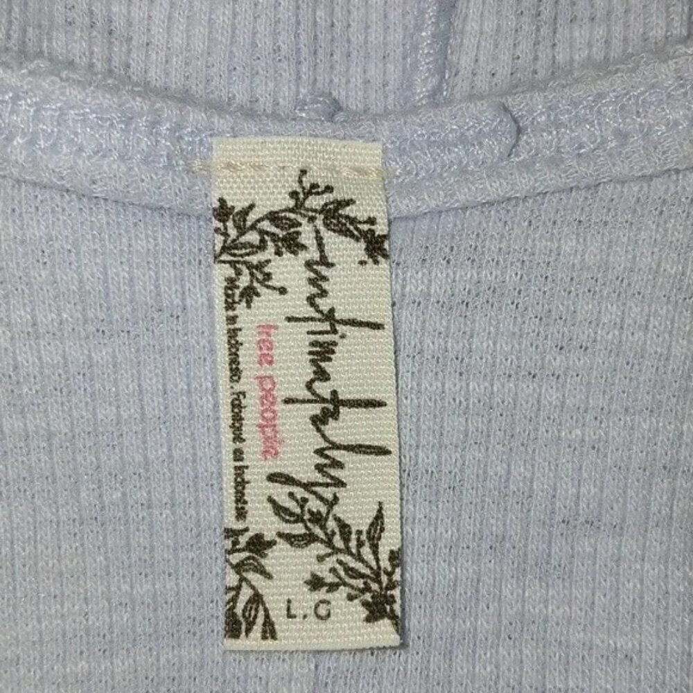Free People Tellin Me Pastel Blue Ribbed Snap Front Tank Top - Picture 9 of 9